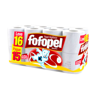 PAPEL HIGIENICO FOLHA DUPLA 16X30 MTS FOFOPEL