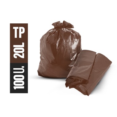 Saco de Lixo 20 litros Marrom com 100 unidades - TP