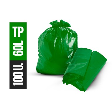 SACO DE LIXO 60 LTS VERDE C/100 TP