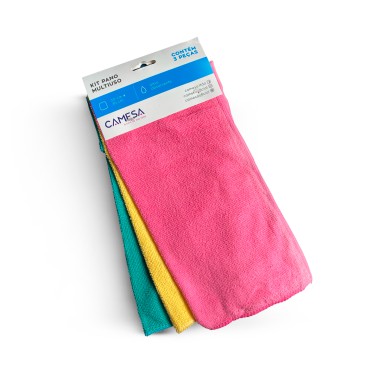 Kit Pano Multiuso Microfibra Camesa - 30 x 30 cm (3 Unid.) Kit Pano Multiuso Microfibra Camesa - 30 x 30 cm (3 Unid.)