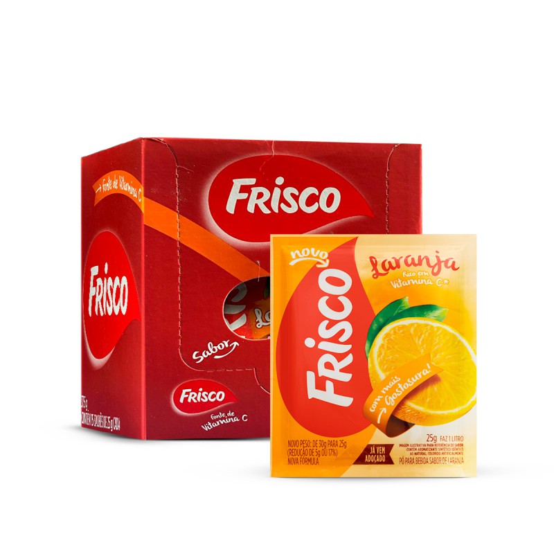 Suco em Pó Frisco Laranja - Caixa com 15 Sachês de 25g Suco em Pó Frisco Laranja - Caixa com 15 Sachês de 25g