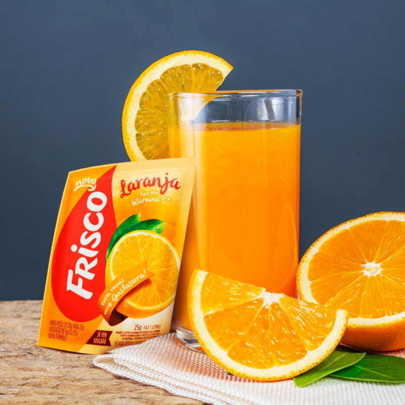 Suco em Pó Frisco Laranja - Caixa com 15 Sachês de 25g Suco em Pó Frisco Laranja - Caixa com 15 Sachês de 25g