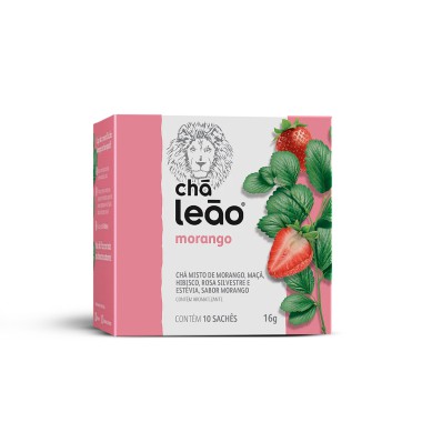 Chá Leão Morango 16g - Caixa com 10 Sachês Chá Leão Morango 16g - Caixa com 10 Sachês