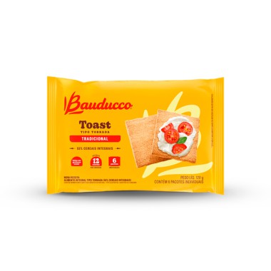 Torrada Integral Tradicional Toast Bauducco - Caixa com 6 Unidades Torrada Integral Tradicional Toast Bauducco - Caixa com 6 Unidades