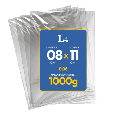 Saco Plástico Cristal - 08x11cm - 0,06mm - 1 kg Saco Plástico Cristal - 08x11cm - 0,06mm - 1 kg
