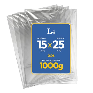Saco Plástico Cristal - 15x25cm - 0,06mm - 1 kg Saco Plástico Cristal - 15x25cm - 0,06mm - 1 kg