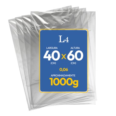 Saco Plástico Cristal - 40x60cm - 0,06mm - 1 Kg Saco Plástico Cristal - 40x60cm - 0,06mm - 1 Kg