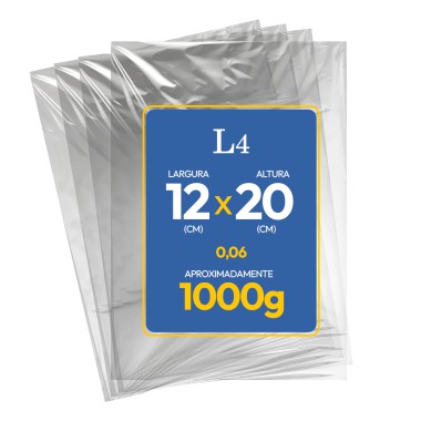 Saco Plástico Cristal - 12x20cm - 0,06mm - 1 Kg Saco Plástico Cristal - 12x20cm - 0,06mm - 1 Kg