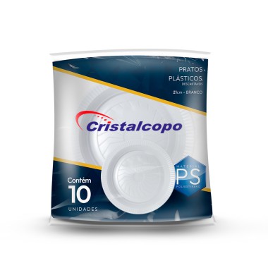 Prato de Refeição 21 cm Cristalcopo - Pacote com 10 Unidades Prato de Refeição 21 cm Cristalcopo - Pacote com 10 Unidades