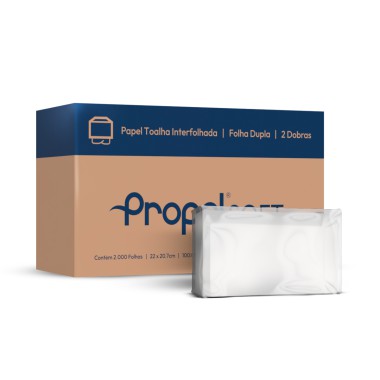 Papel Toalha Interfolhado Duas Dobras 2000 Folhas (Folha Dupla) Soft 22x20,7cm - Propel Papel Toalha Interfolhado Duas Dobras 2000 Folhas (Folha Dupla) Soft 22x20,7cm - Propel