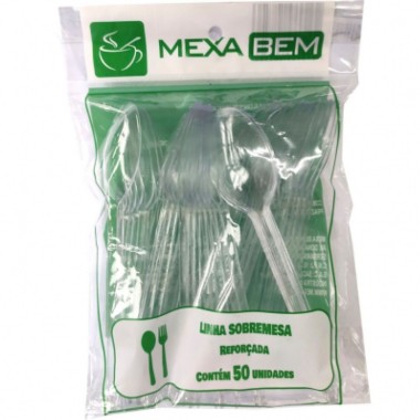 COLHER SOBREMESA MEXABEM BRANCO C/50 UNID