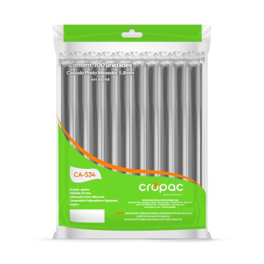 Canudo PP Mexedor em Sachê Preto 5,8mm 100 Unidades CA534 - Cropac