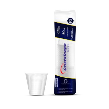 COPO PLASTICO PS TRANSPARENTE 50 ML C/100 CRISTALCOPO