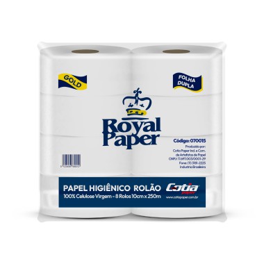 Papel Higiênico Rolão Folha Dupla 100% Celulose 30g 8x250m - Royal Paper