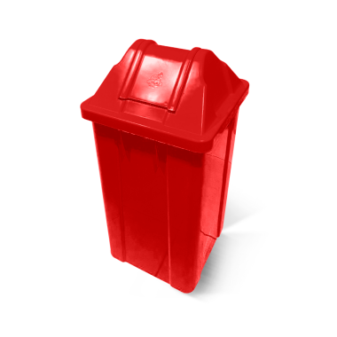 Lixeira Plástica Quadrada com Tampa Vai e Vem 100 Litros Vermelha - JSN