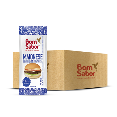 Maionese Premium Bom Sabor - Sachê 7g | Caixa com 182 unid. Maionese Premium Bom Sabor - Sachê 7g | Caixa com 182 unid.