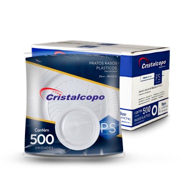 Prato de Refeição Raso 21 cm Cristalcopo PS - Caixa com 500 Unidades Prato de Refeição Raso 21 cm Cristalcopo PS - Caixa com 500 Unidades