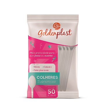 COLHER SOBREMESA GOLDENPLAST CRISTAL C/50 UNID