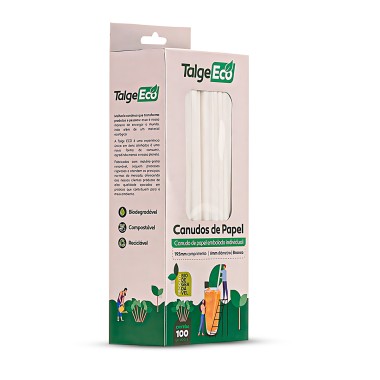 Canudos de Papel Talge Eco Biodegradável c/100 Unid Canudos de Papel Talge Eco Biodegradável c/100 Unid