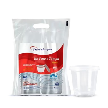 Kit Pote Tampa Redondo Cristalcopo 145 ml C/25 Kit Pote Tampa Redondo Cristalcopo 145 ml C/25