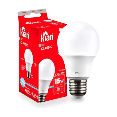 Lâmpada LED 15W 6500K Branca - Kian Lâmpada LED 15W 6500K Branca - Kian