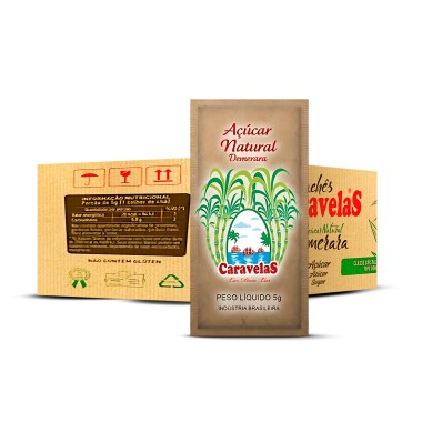 AÇUCAR SACHÊ CARAVELAS DEMERARA 5 GRAMAS COM 400 UNIDADES