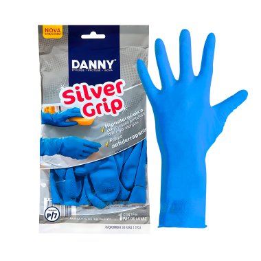 LUVA LATEX SILVER GRIP SENSE AZUL P DANNY