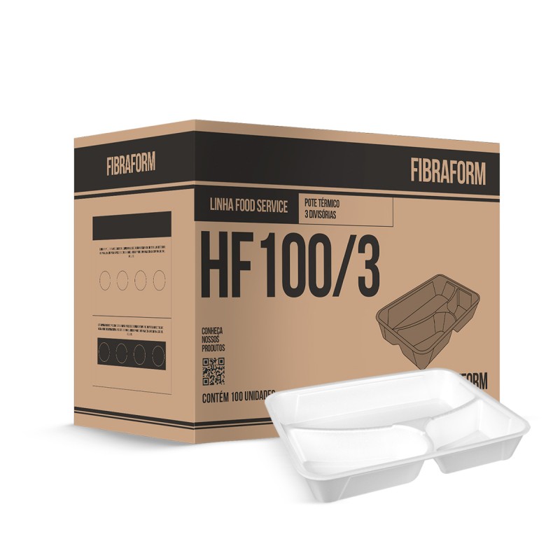 Marmitex Isopor Fibraform 3 Divisórias HF90 FD C/100 Marmitex Isopor Fibraform 3 Divisórias HF90 FD C/100