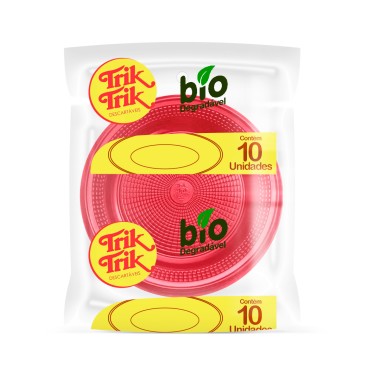 Prato Fundo 15 cm Bio Vermelho C/10 Trik Trik Prato Fundo 15 cm Bio Vermelho C/10 Trik Trik