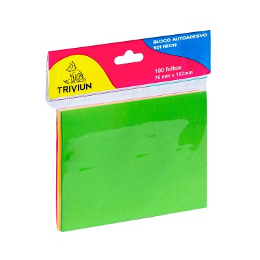Bloco Autoadesivo Neon 76 mm x 102 mm com 100 Folhas - TN Office