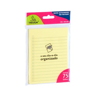 BLOCO AUTOADESIVO 552 AMARELO PAUTADO 130X100 C/75 FLS TN OFFICE