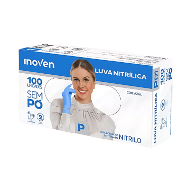 Luva Nitrílica Sem Pó Azul Inoven Caixa com 100 Unidades Tamanho P CA 45973 	Luva Nitrílica Sem Pó Azul Inoven Caixa com 100 Unidades Tamanho P CA 45973