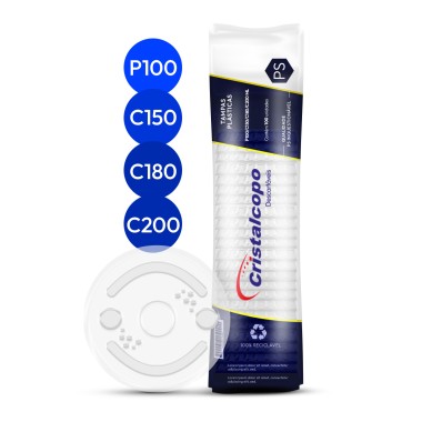 TAMPA PLASTICA PS P100/C150/C180/C200 ML C/100 CRISTALCOPO