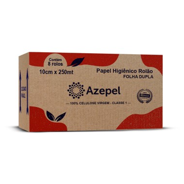 Papel Higiênico Institucional Folha Dupla100% Celulose 8x250m - Azepel Papel Higiênico Institucional Folha Dupla100% Celulose 8x250m - Azepel