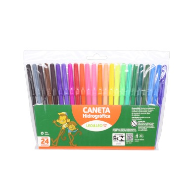 Caneta Hidrográfica com 24 Cores Leo&Leo Caneta Hidrográfica com 24 Cores Leo&Leo