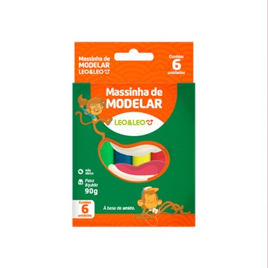 Massa de Modelar 90 Gramas 6 Cores Leo&Leo Massa de Modelar 90 Gramas 6 Cores Leo&Leo