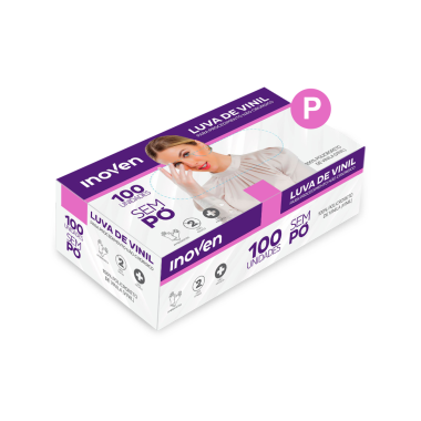 Luva de Vinil Inoven sem Pó Tamanho P com 100 Unidades e Proteção contra Agentes Químicos Luva de Vinil Inoven sem Pó Tamanho P com 100 Unidades e Proteção contra Agentes Químicos