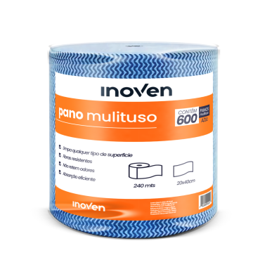 Pano Multiuso Inoven Azul 28 cm x 240 Metros com 600 Unidades Pano Multiuso Inoven Azul 28 cm x 240 Metros com 600 Unidades