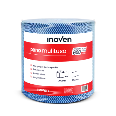 Pano Multiuso Inoven Azul 20 cm x 300 Metros com 600 Unidades Pano Multiuso Inoven Azul 20 cm x 300 Metros com 600 Unidades