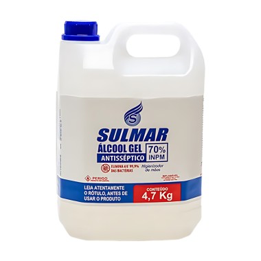 Álcool em Gel Antisséptico 70% com 5 Litros - Sulmar Álcool em Gel Antisséptico 70% com 5 Litros - Sulmar