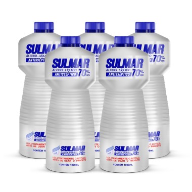 KIT 12 ALCOOL LIQUIDO 70° 1 LTS SULMAR
