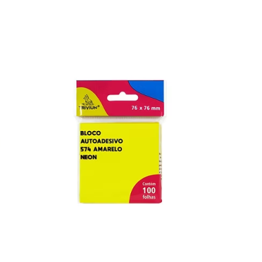 BLOCO AUTOADESIVO 574 AMARELO NEON 76X76 C/100 FLS TN OFFICE
