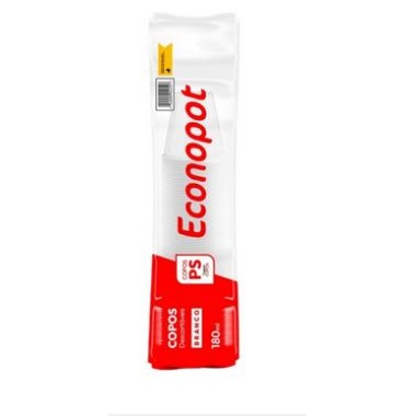 COPO PLASTICO PS TRANSPARENTE 180 ML C/100 ECONOPOT