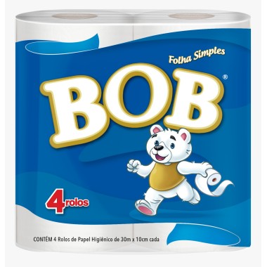 PAPEL HIGIENICO FOLHA SIMPLES 4X30 MTS BOB