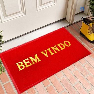 TAPETE CAPACHO EMBORRACHADO BEM-VINDO GIRA - VERMELHO