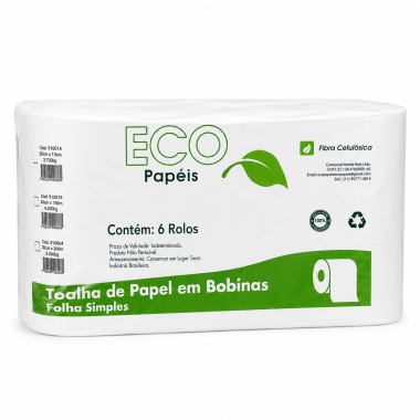 PAPEL TOALHA BOBINA 6X20X200 MTS BRANCO ECOPLUS