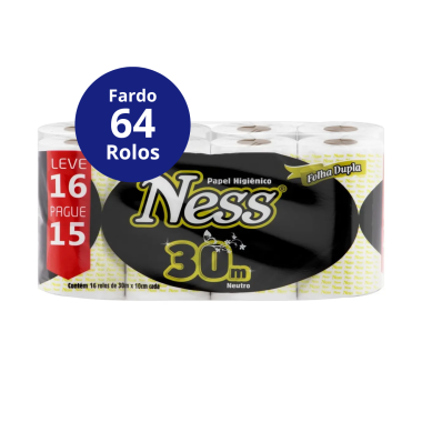 PAPEL HIGIENICO FOLHA DUPLA 4X16X30 MTS NESS IPEL