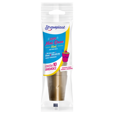 COPO 25 ML MINI DOCE DOURADO C/10 STRAWPLAST