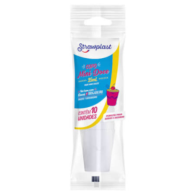 COPO 25 ML MINI DOCE BRANCO C/10 STRAWPLAST