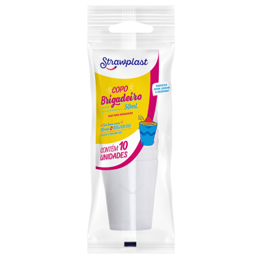 COPO 50 ML BRIGADEIRO BRANCO C/10 STRAWPLAST